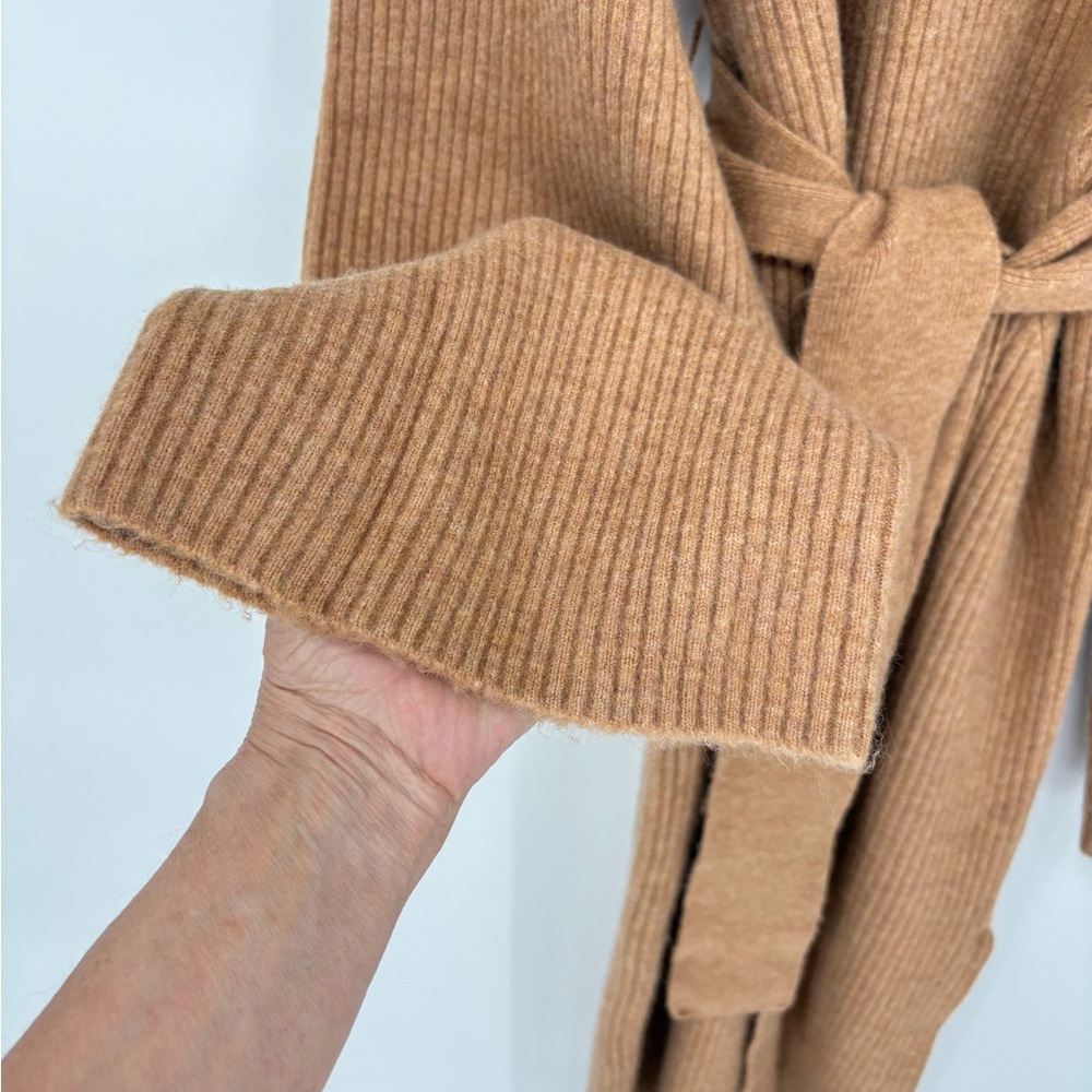 MARISSA WEBB ARIE RIBBED CASHMERE BLEND HENLEY MIDI SWEATER DRESS IN CAMEL - Picture 9 of 13